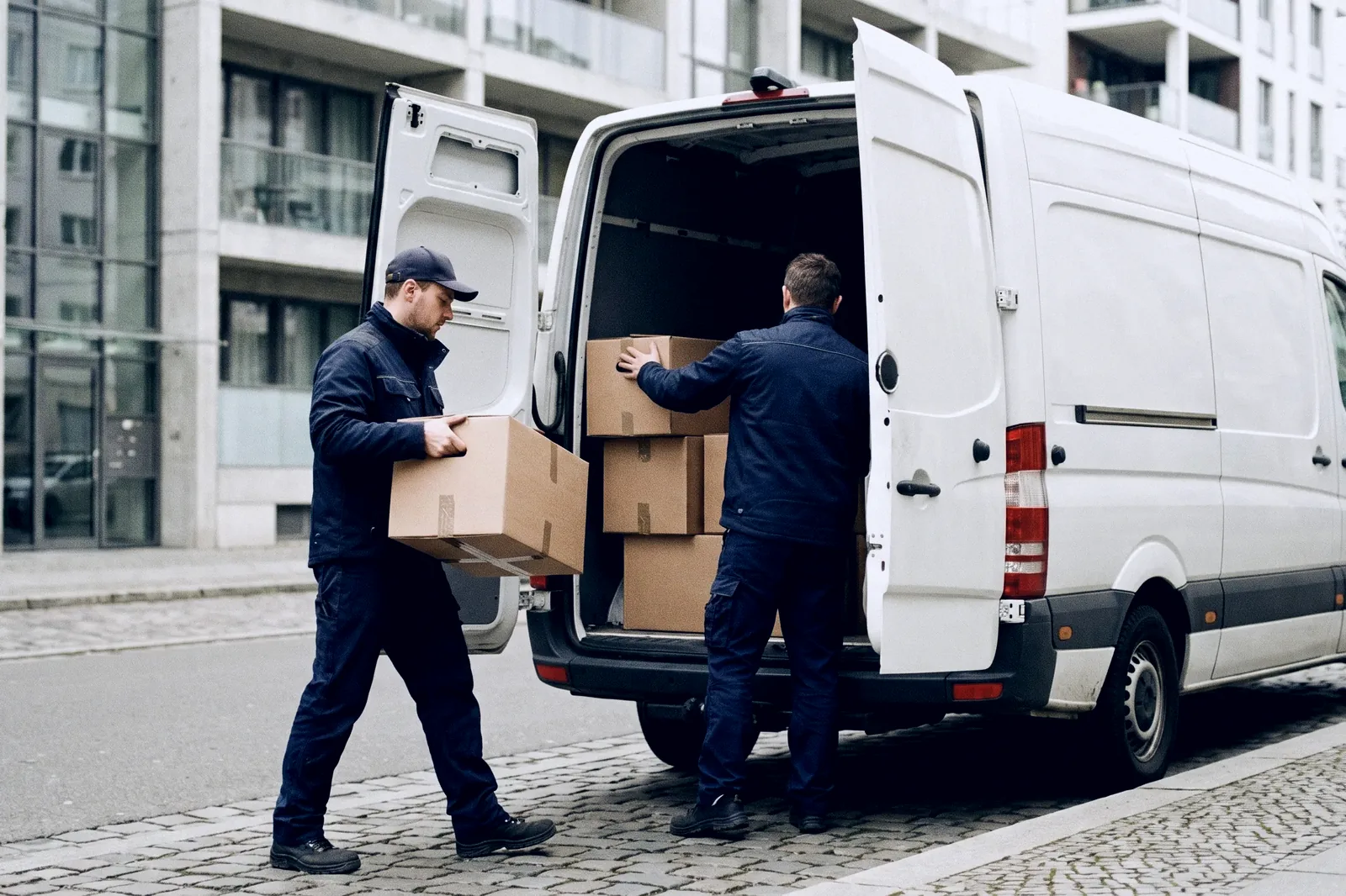 Schweres Transportgut wird in den Transporter von Trageprofi geladen